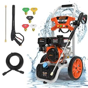 AIVOLT Gas Pressure Washer, 3500PSI Max 2.4 GPM Gas Powered Preessure Washer Heavy Duty Power Cleaning Machine Gasoline High Pressure Cleaner with Soap Tank and 5 Quick-Connect Nozzles, CARB Compliant