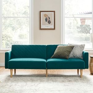 mopio Chloe Futon Sofa Bed, Convertible Sleeper Sofa with Tapered Wood Legs, 77.5