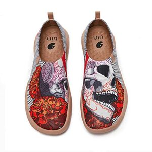 UIN Women's Walking Travel Shoes Slip On Knitted Casual Loafers Lightweight Comfort Fashion Sneaker Toledo II Skeleton (5)