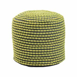 Great Deal Furniture Collier Outdoor Handcrafted Modern Water-Resistant Fabric Cylinder Pouf Ottoman, Green