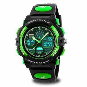 Boys Watches Ages 11-15 Waterproof, Kids Digital Sport Waterproof Watch for Kids Birthday Presents Green Gifts Toys Age 5-16 Teen Boys Girls Children Young Outdoor Electronic Watches Alarm Stopwatch
