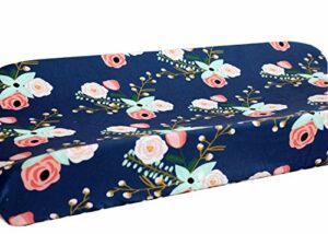 Baby Girl Crib Bedding Floral Changing Pad Cover (Navy Floral)