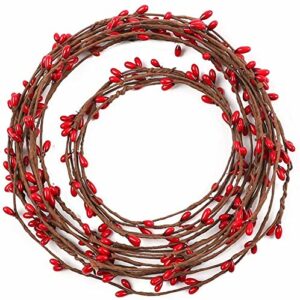 AGEOMET 59 Feet Red Pip Berry Garland Rustic Twig Garlands with Berries for Christmas Indoor Outdoor Decorations Floral Craft Decor