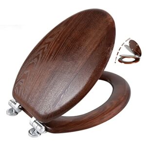 Angel Shield Elongated Wood Toilet Seat with Quiet Close,Easy Clean,Quick-Release Hinges(Elongated,Dark Walnut)