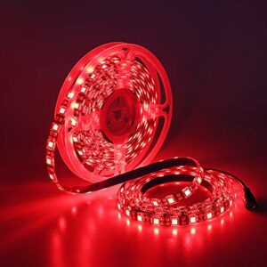 YUNBO LED Strip Light 12V Red 620-625nm 16.4ft/5m 300 Units SMD 5050 Black PCB Cuttable IP65 Waterproof Flexible LED Tape Light for Car, Bar, Bedroom, Holiday Decoration Lighting(NO Power Supply)
