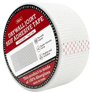 Drywall Joint Tape, Fiberglass Mesh Tape for Drywall Repair,1.97-Iinch by 150 Feet Single Roll Self-Adhesive Drywall Mesh Patch for Wall,Sheetrock,Ceiling Crack Repair…