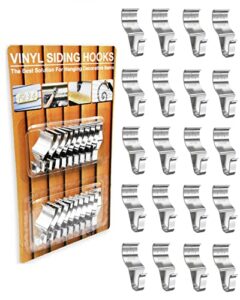 Vinyl Siding Hooks Hanger (20 Pack) | Vinyl Siding Hooks for Hanging Outdoor Deck Decor, No Drill Vinyl Siding Clips for Hanging Outside Home or Holiday Decor