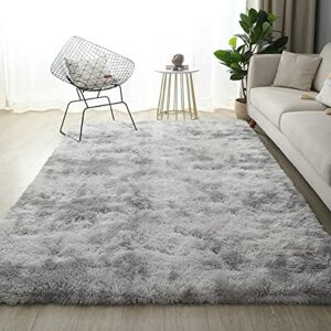 Ultra Soft Fluffy Area Rugs for Bedroom 4x6, Shaggy Bedroom Carpet, Plush Living Room Shag Furry Floor Rugs, Non-Slip Tie-Dyed Floor Carpet