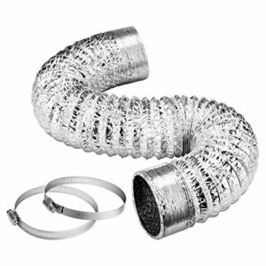 VIVOSUN 6 Inch 8 Feet Non-Insulated Flex Air Aluminum Ducting for Ventilation w/ 2pcs 6 Inch Stainless Steel Clamps