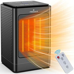 Electric Portable Space Heater - 1500W Adjustable PTC Fast Heating Ceramic Heater Features Timer and Oscillation, Mini Heater with Remote Control for Bedroom,Desk,Office and Indoor Use (Black)