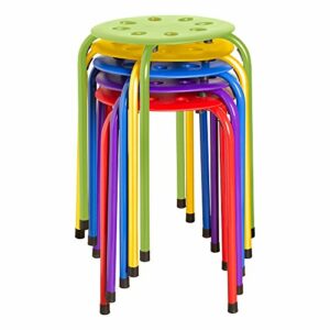 Norwood Commercial Furniture - NOR-1101AC-SO - Assorted Color Stacking Stools - Stackable Stools for Kids and Adults - Flexible Seating for Home, Office, Classrooms - Plastic/Metal 17.75