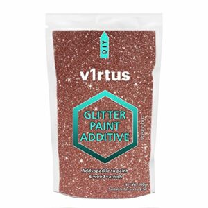 V1RTUS Rose Gold Glitter Paint Crystal Additive 100g / 3.5oz for Acrylic, Latex, Emulsion - use Interior/Exterior - Wall, Ceiling, Wood, Metal, Varnish, Dead Flat, Matte, Soft Sheen or Silk