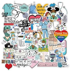 50 Pcs Nurse Stickers, Vinyl Nursing Stickers Decals for Laptops and Water Bottles, Nurse Accessories for Work (50, Nurse)