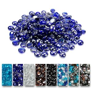 Grisun 10 Pounds Cobalt Blue Fire Glass Beads for Fire Pit - 1/2 inch Reflective Round Glass, Decorative for Natural or Propane Fireplace, Fire Table, Fish Tank, Vase Fillers and Landscaping