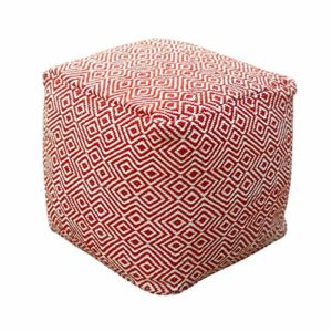 Christopher Knight Home Alston Outdoor Modern Boho Pouf, Ivory with Red